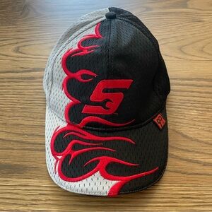 Y2K Snap On Tools 2000s Strap Back Dad Hat K-Products Flames Fire Logo Grunge